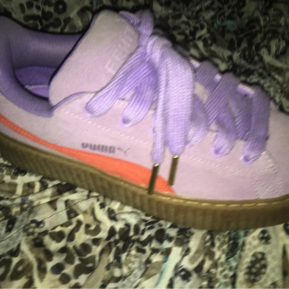 Fenty Suede Platform Sneaker in Lavender with Gum Sole